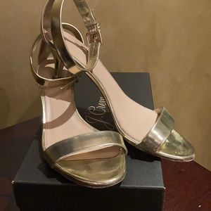 Jcrew Strappy Metallic Gold Kitten Heel Sandal